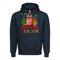 Navy hot cocoa season Zipper Hoodie - OliviaCreatesArt