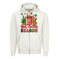 Oatmeal Heather hot cocoa season Zipper Hoodie - OliviaCreatesArt