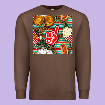 American Football Snacks With Serape And Leopard Premium Sweatshirt Designed By Bundleandbundleshop