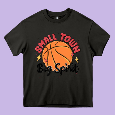 Small Town Big Spirit Heavy Core Tee Designed By Maliassmallbusiness