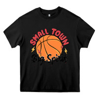 Black small town big spirit Heavy Core Tee - MaliasSmallBusiness