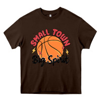 Chocolate Brown small town big spirit Heavy Core Tee - MaliasSmallBusiness