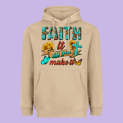 Faith It Till You Make It Heavyweight Hoodie Designed By Bundleandbundleshop