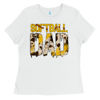 White no background softball dad Ladies Tee - Jasminsmagicworld