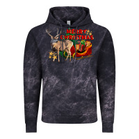 Cloud Black Merry Christmas Deer Vintage Hoodie - LillyAllenDesigns