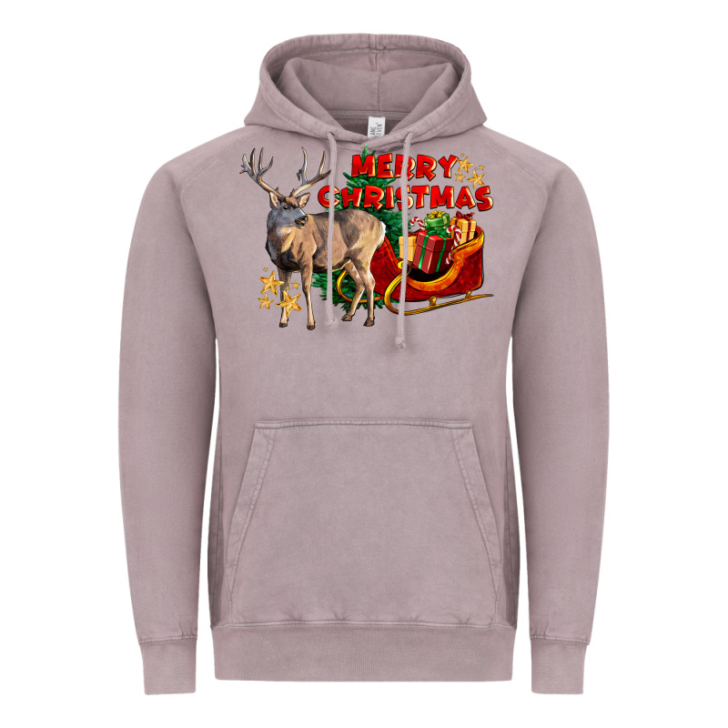 Merry Christmas Deer Vintage Hoodie by LillyAllenDesigns | Teevron
