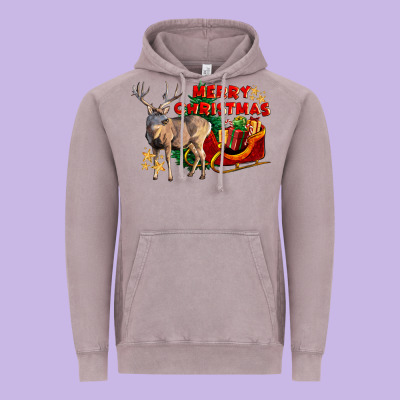 Merry Christmas Deer Vintage Hoodie Designed By Lillyallendesigns