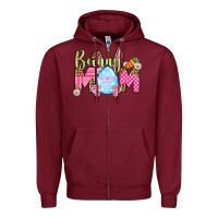 Burgundy Easter Day Bunny mom Zipper Hoodie - OliviaCreatesArt