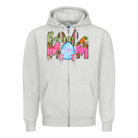 Dove Grey Easter Day Bunny mom Zipper Hoodie - OliviaCreatesArt