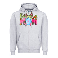 Heather Grey Easter Day Bunny mom Zipper Hoodie - OliviaCreatesArt