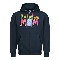 Navy Easter Day Bunny mom Zipper Hoodie - OliviaCreatesArt