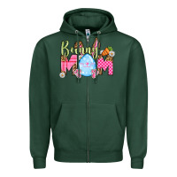 Sports Green Easter Day Bunny mom Zipper Hoodie - OliviaCreatesArt