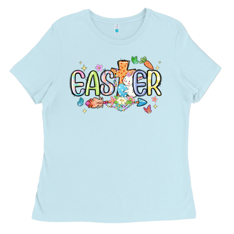 Easter Cross With Bunny Ladies Tee by MaliasSmallBusiness | Teevron