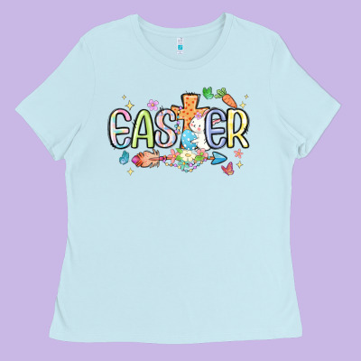 Easter Cross With Bunny Ladies Tee Designed By Maliassmallbusiness