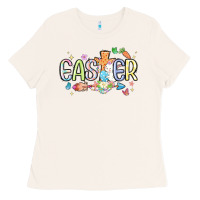 Bone easter cross with bunny Ladies Tee - MaliasSmallBusiness