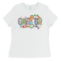 White easter cross with bunny Ladies Tee - MaliasSmallBusiness