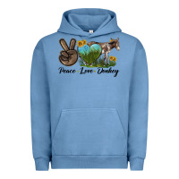 Pigment Pebble Blue Peace Love Donkey Urban Hoodie - LillyAllenDesigns