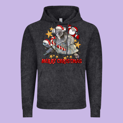 Merry Christmas Tortoise And Koala Vintage Hoodie Designed By Lillyallendesigns