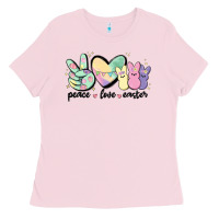 Bubblegum Pink peace love peeps Ladies Tee - MaliasSmallBusiness