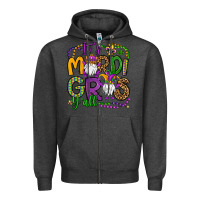 Charcoal Heather it's mardi gras y'all gnomes Zipper Hoodie - OliviaCreatesArt