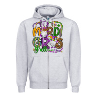 Heather Grey it's mardi gras y'all gnomes Zipper Hoodie - OliviaCreatesArt