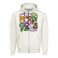 Oatmeal Heather it's mardi gras y'all gnomes Zipper Hoodie - OliviaCreatesArt