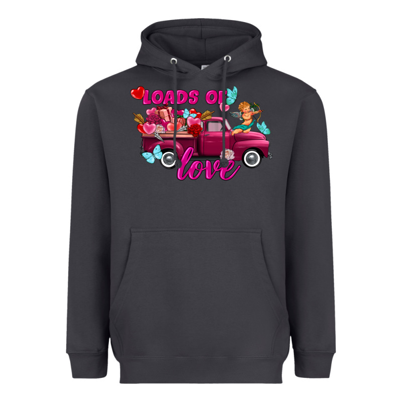 Loads Of Love Valentine's Day Truck Heavyweight Hoodie by FaDigitalArtStudio | Teevron