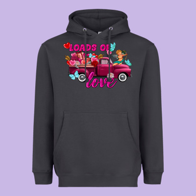 Loads Of Love Valentine's Day Truck Heavyweight Hoodie Designed By Fadigitalartstudio