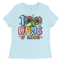 Baby Blue 100 days of school cheer Ladies Tee - MaliasSmallBusiness
