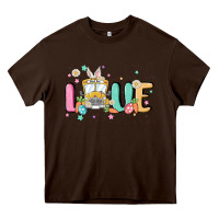 Chocolate Brown love school bus Heavy Core Tee - MaliasSmallBusiness