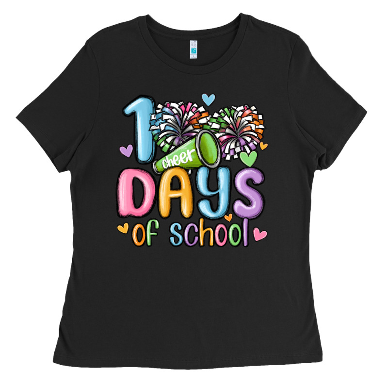 100 Days Of School Cheer Ladies Tee by MaliasSmallBusiness | Teevron