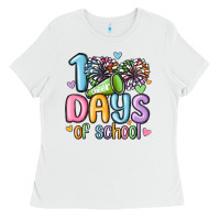 White 100 days of school cheer Ladies Tee - MaliasSmallBusiness