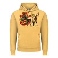 Vintage Mustard merry christmas two deers Vintage Hoodie - LillyAllenDesigns