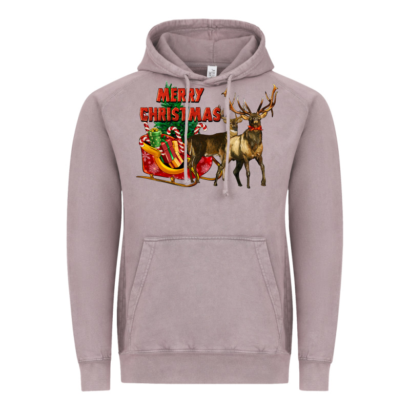 Merry Christmas Two Deers Vintage Hoodie by LillyAllenDesigns | Teevron