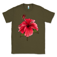 Army Green Puerto Rican Hibiscus Flower Classic Tee - LillyAllenDesigns