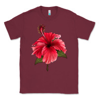 Burgundy Puerto Rican Hibiscus Flower Classic Tee - LillyAllenDesigns