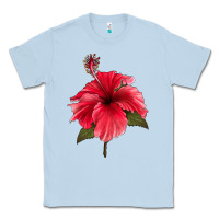 Dusty Blue Puerto Rican Hibiscus Flower Classic Tee - LillyAllenDesigns