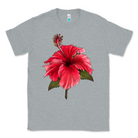 Heather Grey Puerto Rican Hibiscus Flower Classic Tee - LillyAllenDesigns