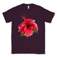 Plum Puerto Rican Hibiscus Flower Classic Tee - LillyAllenDesigns