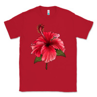 Red Puerto Rican Hibiscus Flower Classic Tee - LillyAllenDesigns