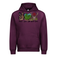 Mauve Wine Peace Love Elk Buck Deer Urban Hoodie - LillyAllenDesigns