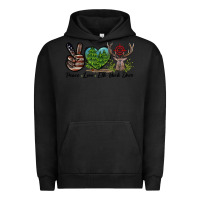 Pigment Black Peace Love Elk Buck Deer Urban Hoodie - LillyAllenDesigns