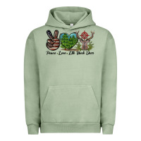 Pigment Oil Green Peace Love Elk Buck Deer Urban Hoodie - LillyAllenDesigns