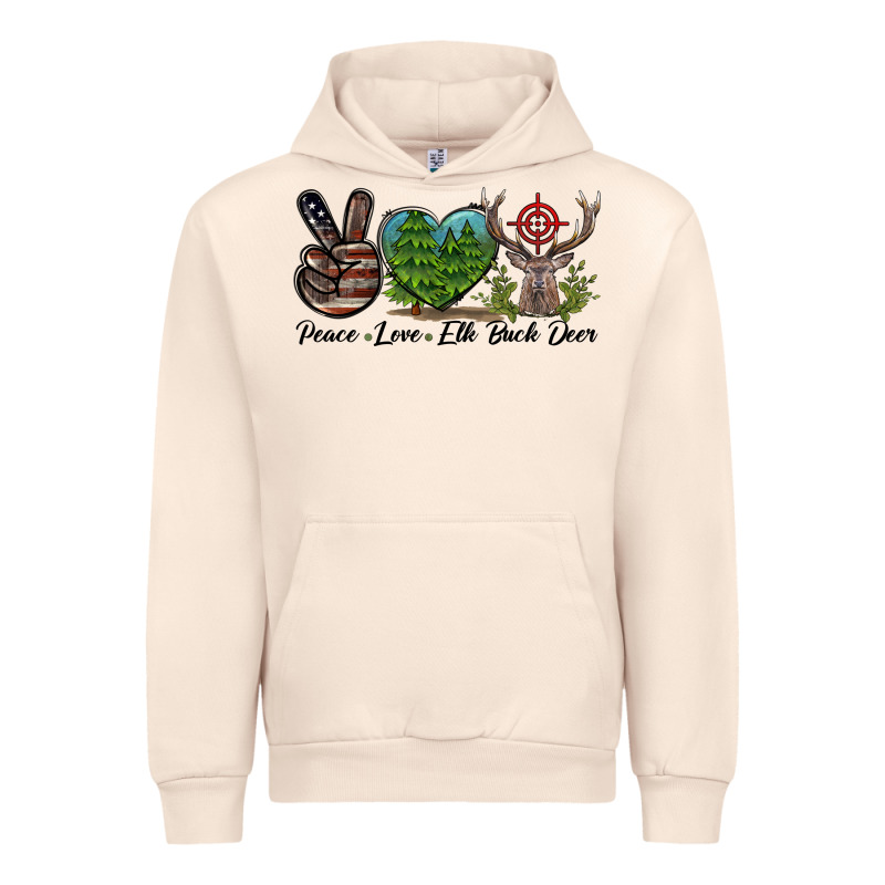 Peace Love Elk Buck Deer Urban Hoodie by LillyAllenDesigns | Teevron