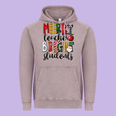 Merry Teacher Bright Students Christmas Vintage Hoodie Designed By Lillyallendesigns