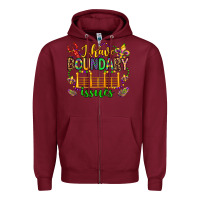 Burgundy ı have boundary issues mardi gras olivia Zipper Hoodie - OliviaCreatesArt