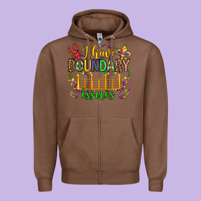 ı Have Boundary Issues Mardi Gras Olivia Zipper Hoodie Designed By Oliviacreatesart
