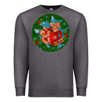 Charcoal Heather gingerbread men with hot chocolate Premium Sweatshirt - BundleAndBundleShop