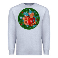 Heather Grey gingerbread men with hot chocolate Premium Sweatshirt - BundleAndBundleShop