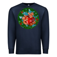Navy gingerbread men with hot chocolate Premium Sweatshirt - BundleAndBundleShop